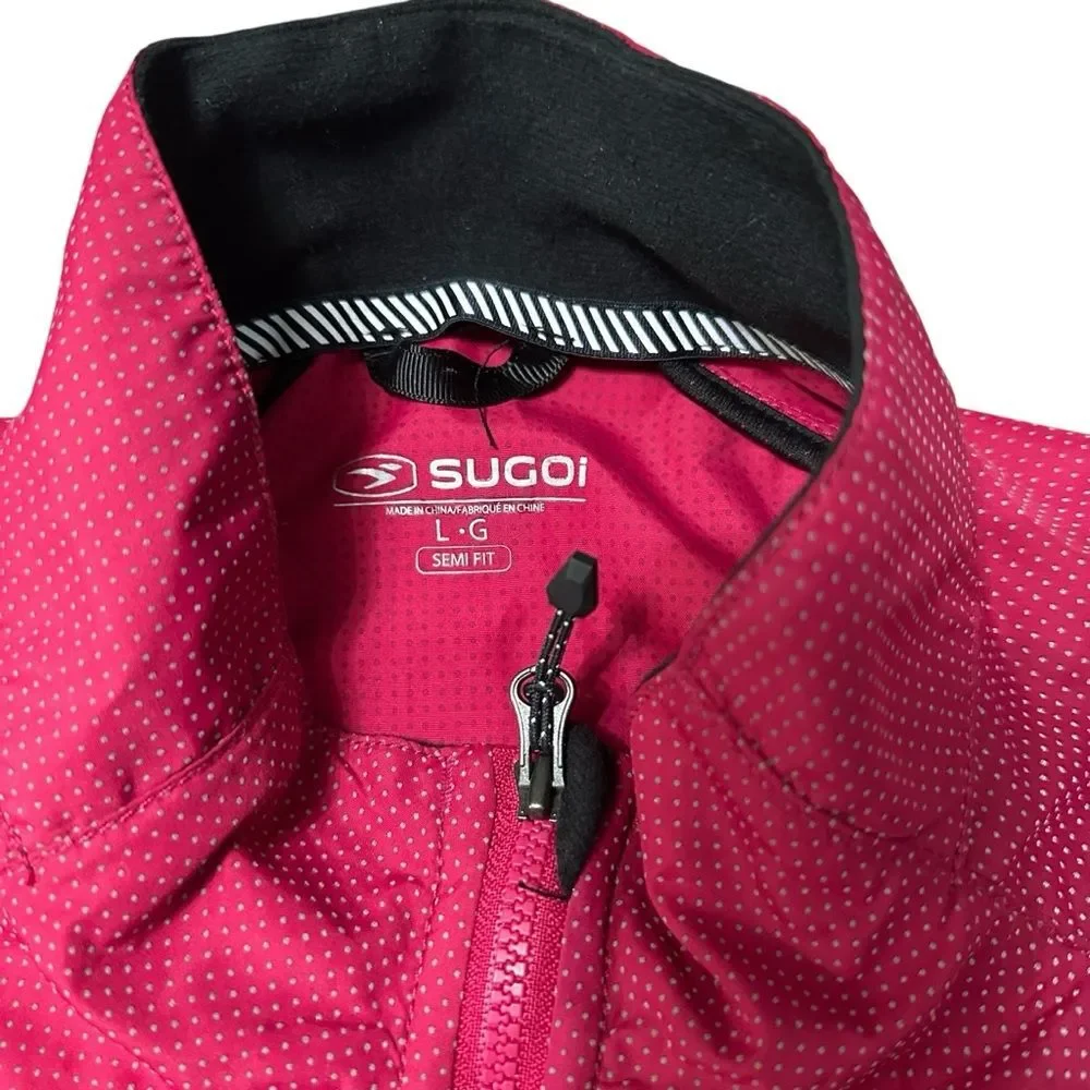 SUGOi Pink and Black Zip-Up Reflective Waterproof Bike Jacket Large - Picture 6 of 9
